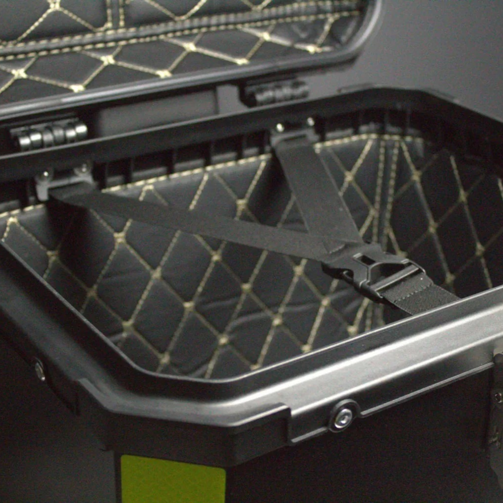 Baú Bauleto 36l Alumínio Moto Encosto Suporte C/forro E Base