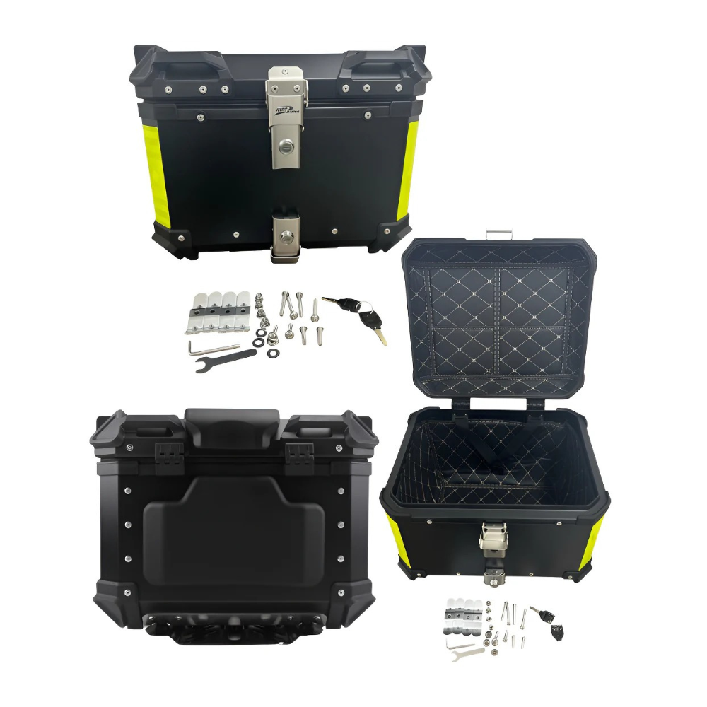 Baú Bauleto 36l Alumínio Moto Encosto Suporte C/forro E Base - HWG MOTOS