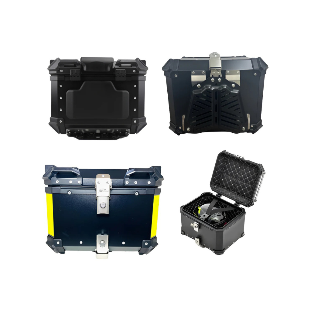 Baú Bauleto 36l Alumínio Moto Encosto Suporte C/forro E Base