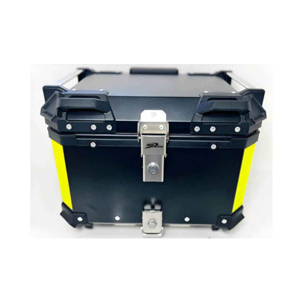 Baú Bauleto Moto Encosto Suporte Aluminio 45l C/forro E Base - HWG MOTOS