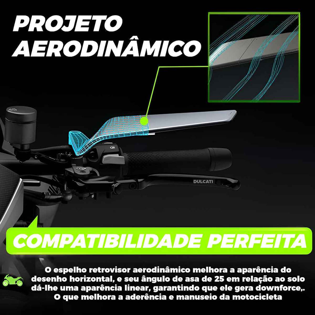 Retrovisor Esportivo Moto Universal Asa Fixa Par Ajustável