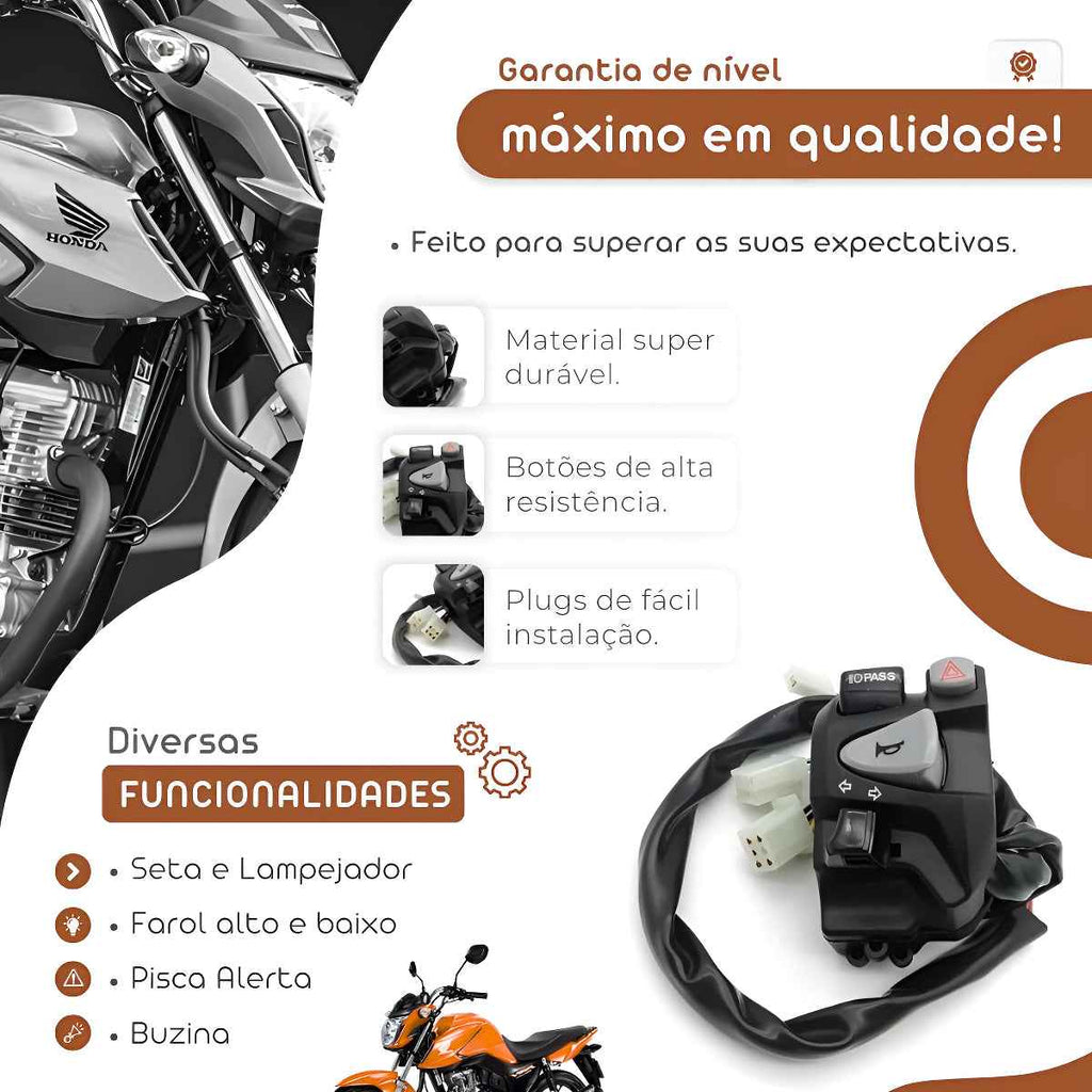 Punho Chave De Luz Lampejador Fan Titan160 Start Nc700/750