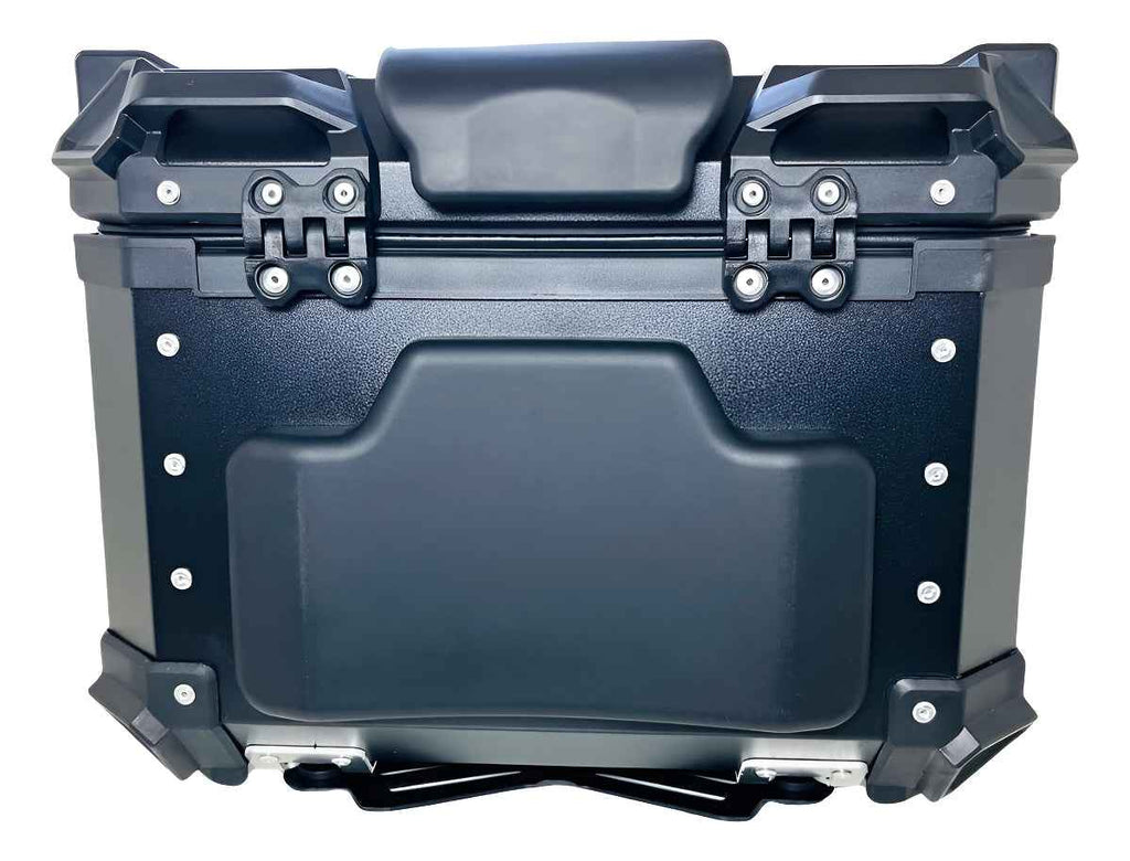 Baú Bauleto Moto Encosto Suporte Aluminio 45l C/forro E Base
