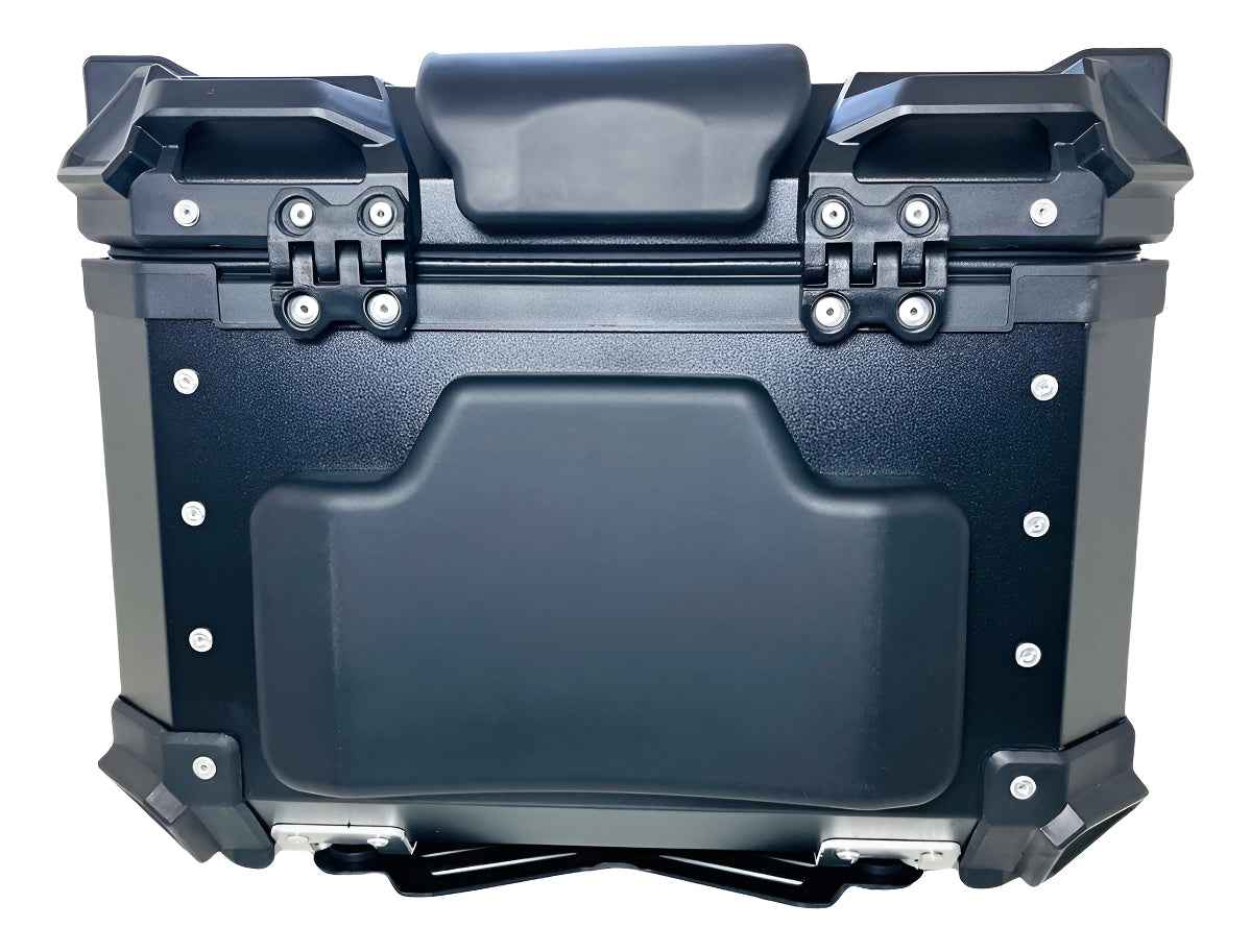 Baú Bauleto Moto Encosto Suporte Aluminio 45l C/forro E Base