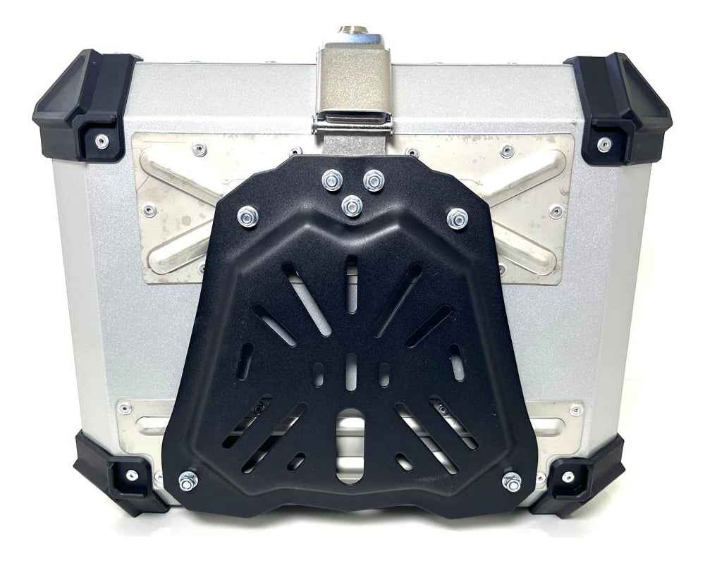 Baú Bauleto 55l Aluminio Bagageiro C/base Encosto E Suporte