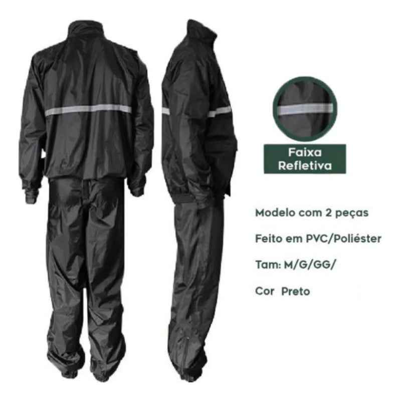 Conjunto Capa De Chuva Motoqueiros Impermeável C/capuz