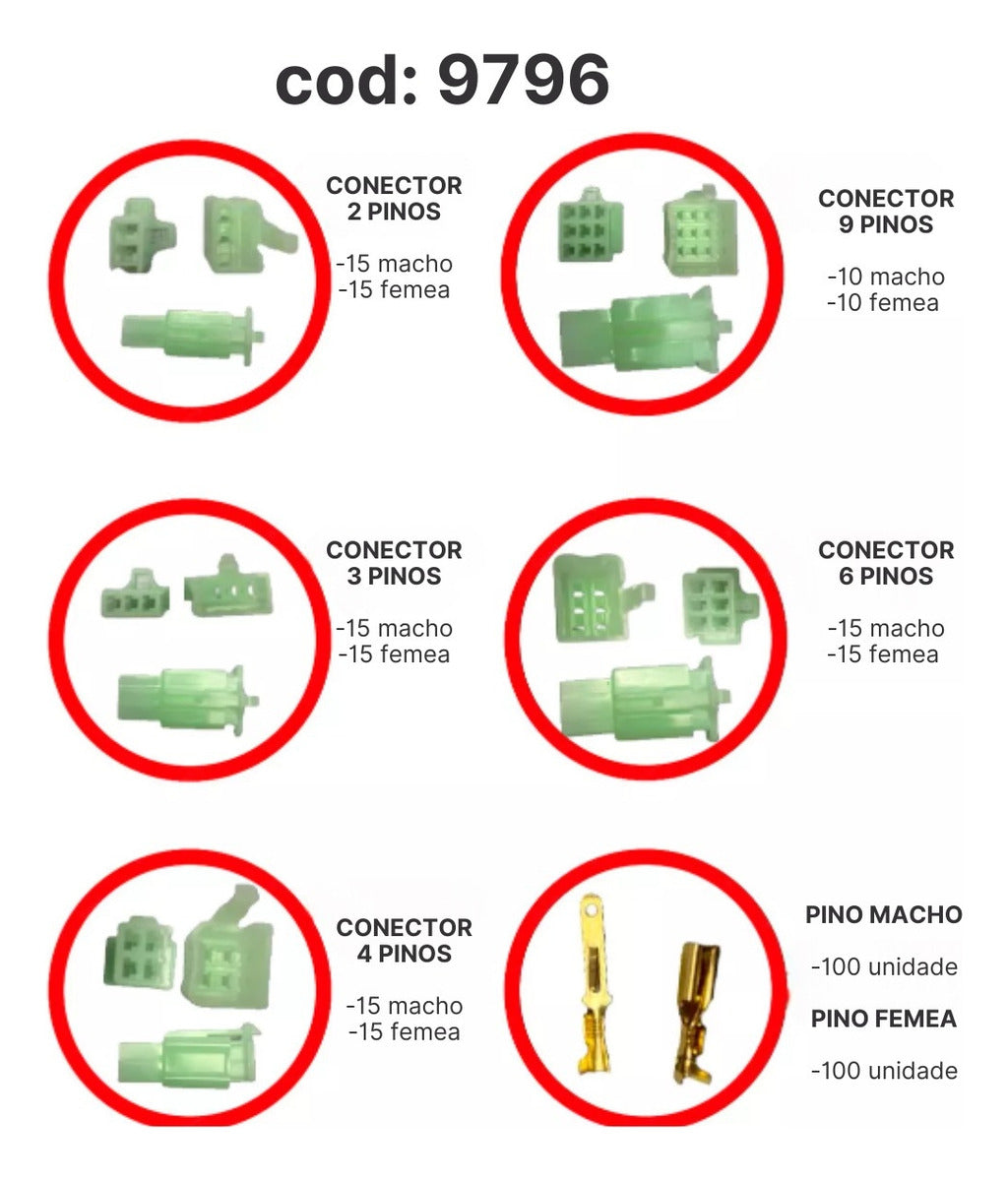 Maleta Conector E Terminais Chicote Eletrica Mecânica 2,8mm - HWG MOTOS