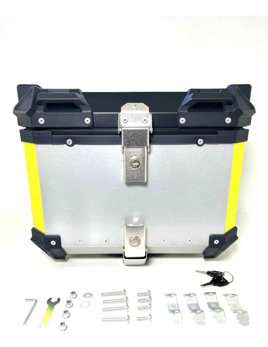 Baú Bauleto 55l Aluminio Bagageiro C/base Encosto E Suporte