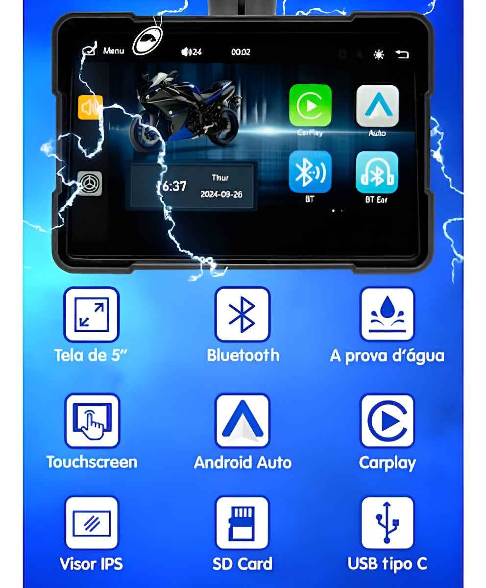 Car Play Para Moto 5 Polecadas Android /ios Auto Gps