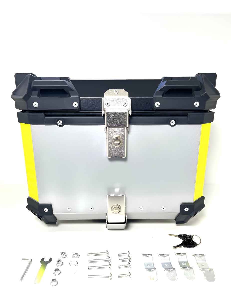 Baú Bauleto 36l Alumínio Moto Encosto Suporte C/forro E Base