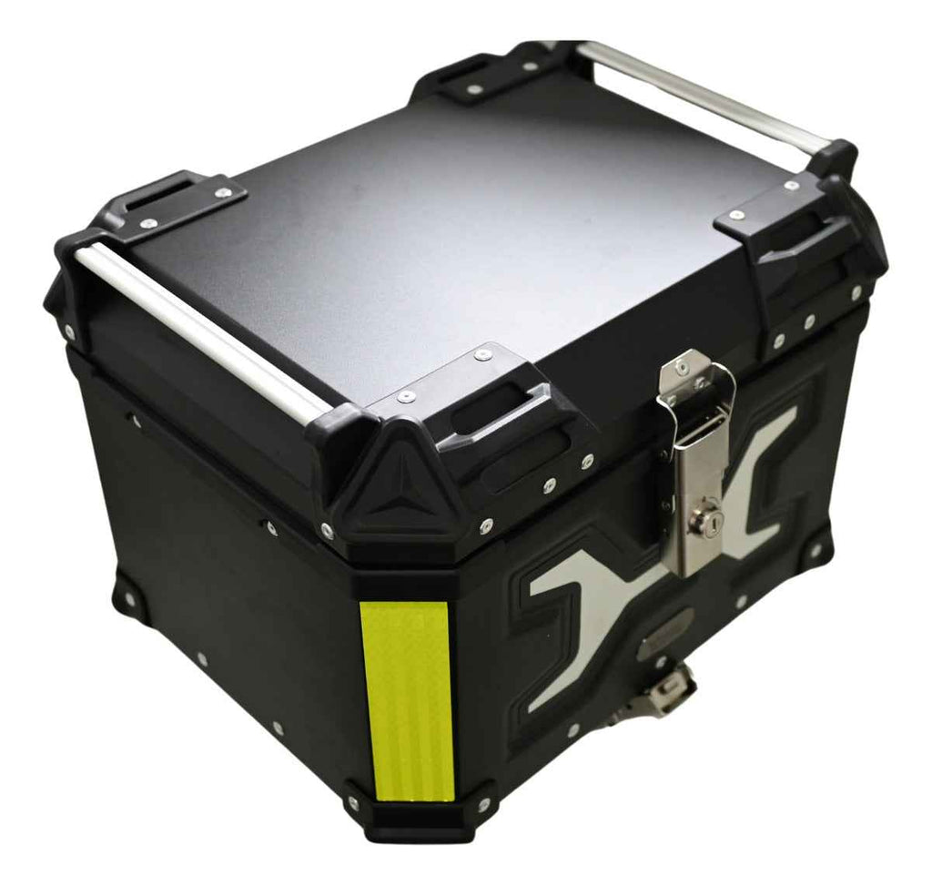 Baú Alumínio Para Moto 45litros + Base Com Light E Forro