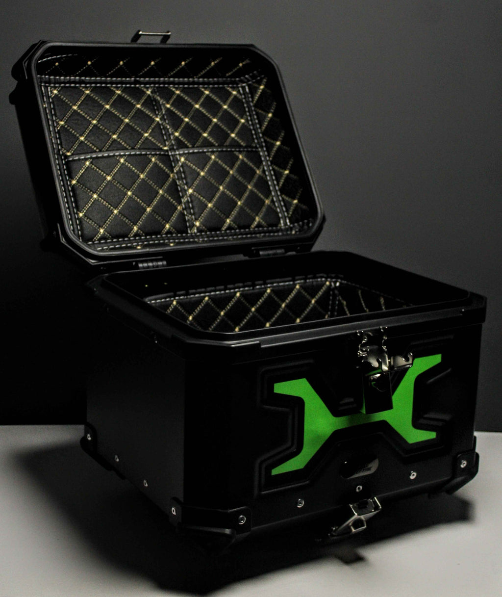 Baú Alumínio Para Moto 45litros + Base Com Light E Forro