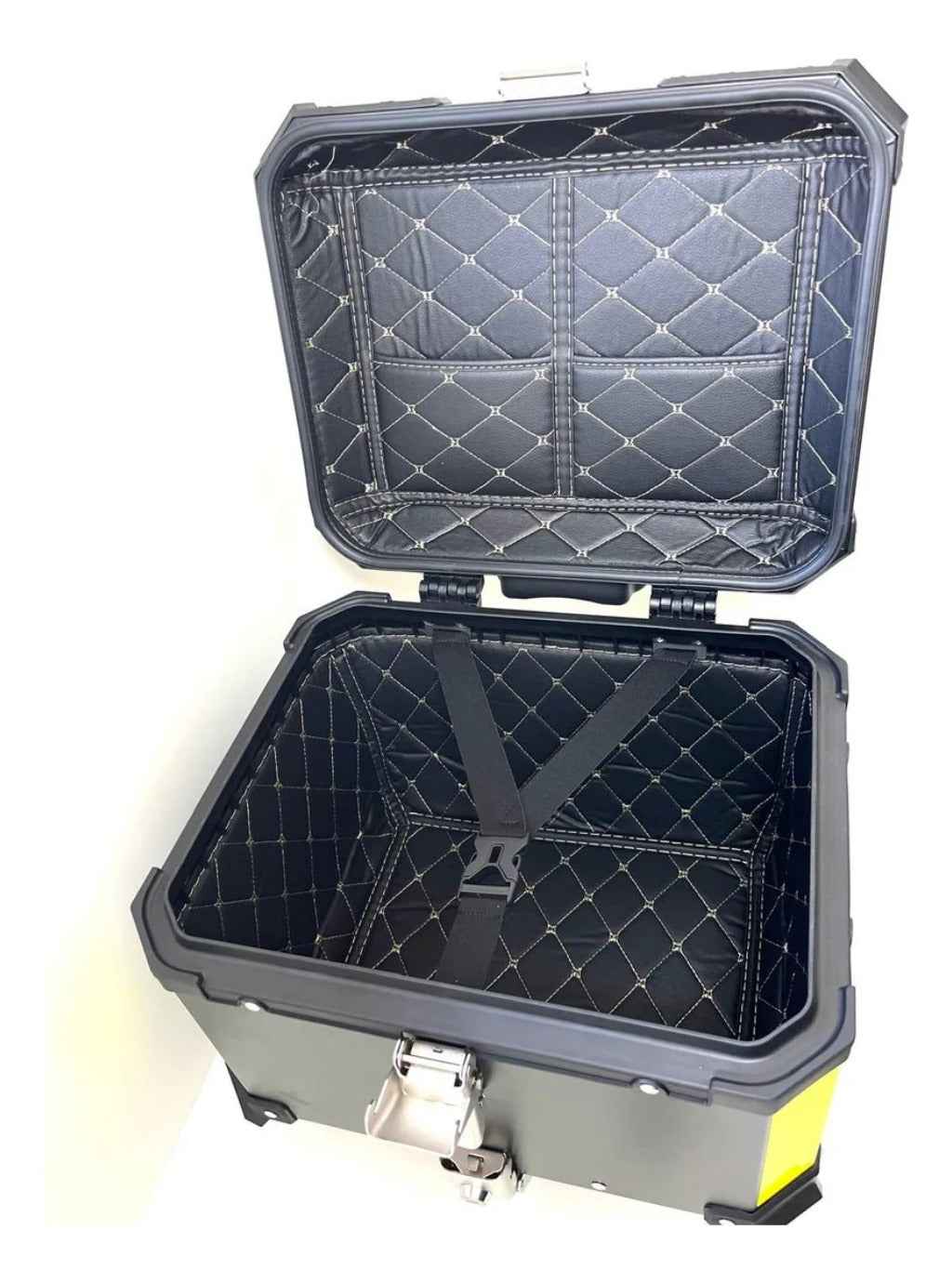 Baú Bauleto 36l Alumínio Moto Encosto Suporte C/forro E Base