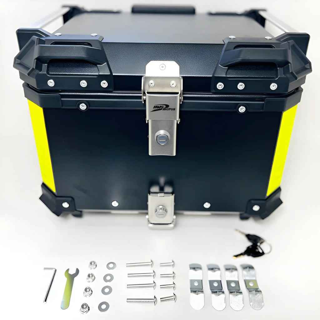 Baú Bauleto 36l Alumínio Moto Encosto Suporte C/forro E Base